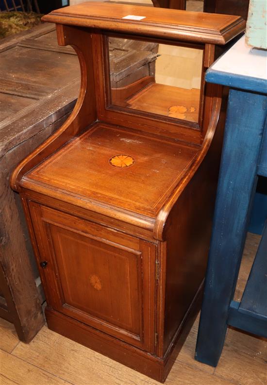 An inlaid mahogany coal purdonium together with an Edwardian inlaid mahogany bedside cabinet Cabinet W.43cm